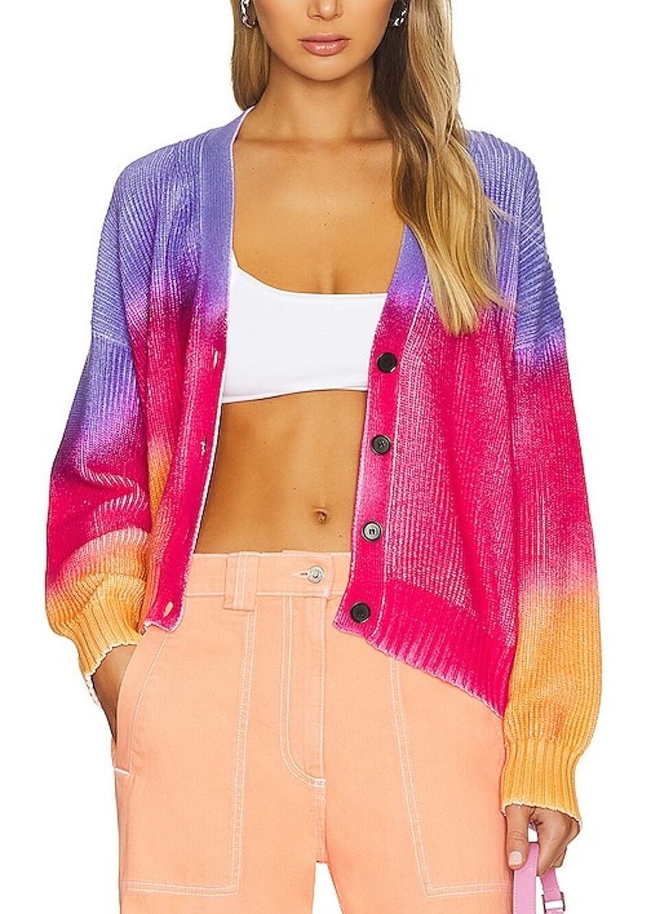 Msgm Ombre Multicolor Sunset Cardigan Size 42 / M